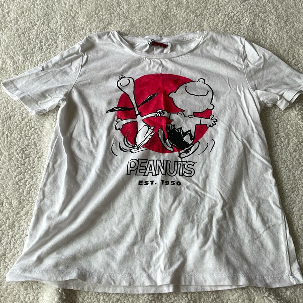 Zara x Peanuts T-shirt with Snoopy and Charlie Brown